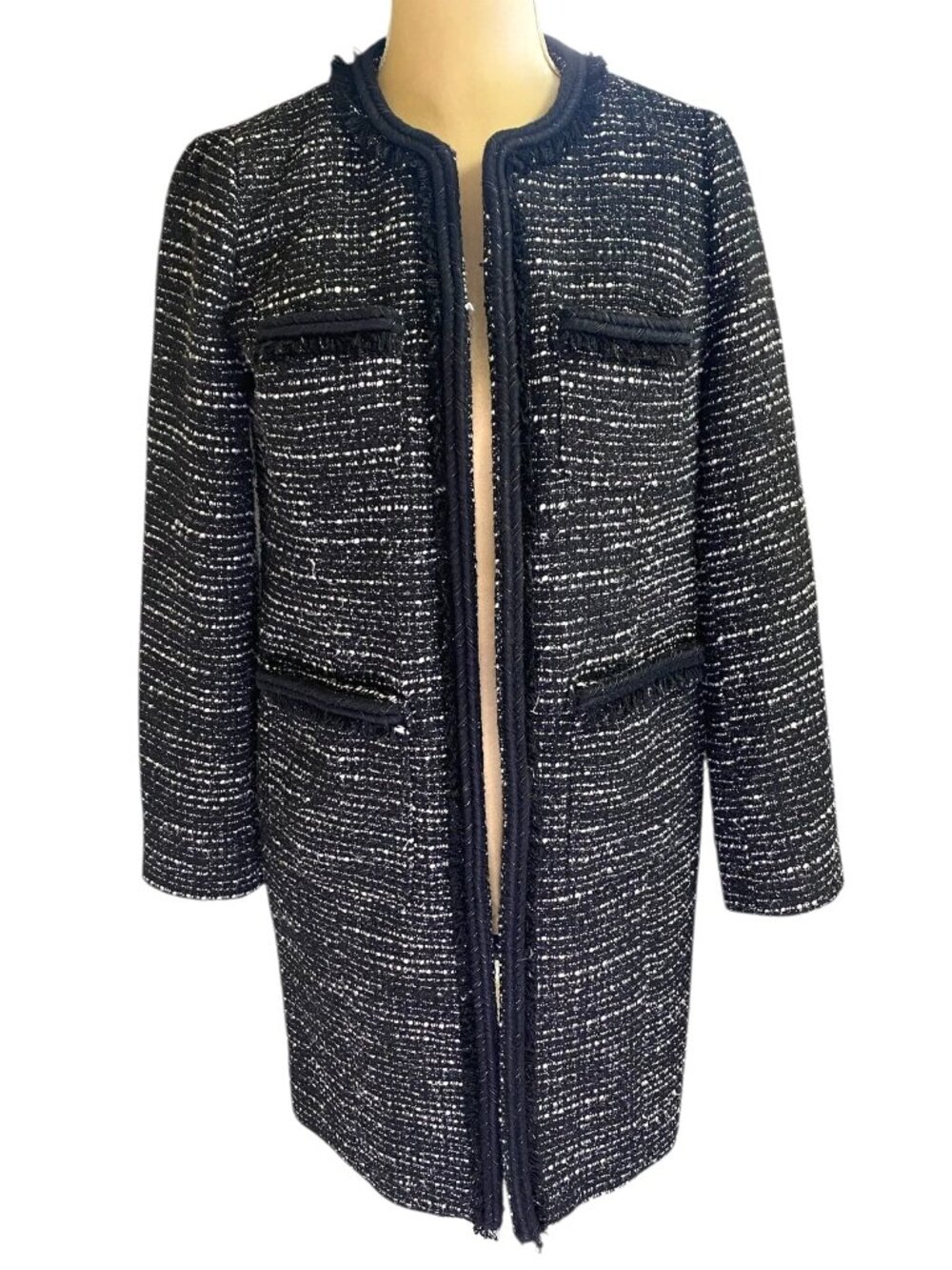 J. Crew Tweed Braided Trim Lady Coat 0 - Picture 2 of 14